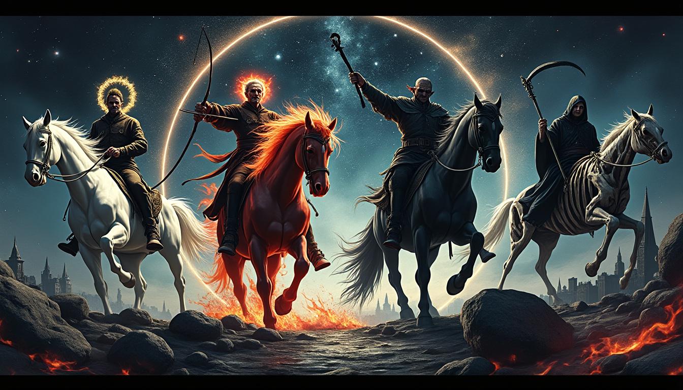découvrez les origines historiques fascinantes des 4 cavaliers de l'apocalypse et leur symbolisme dans les textes anciens.