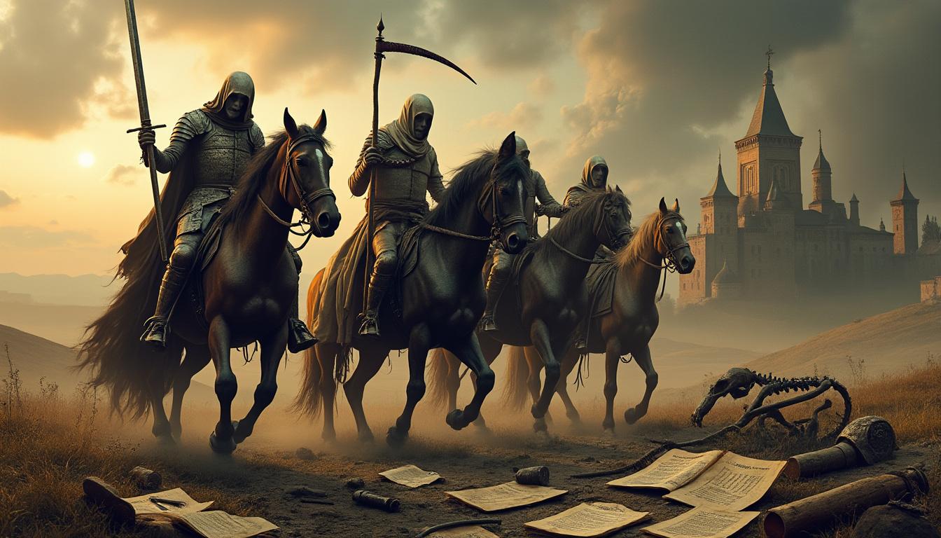 découvrez les origines historiques fascinantes des 4 cavaliers de l'apocalypse et explorez leur signification à travers les âges.