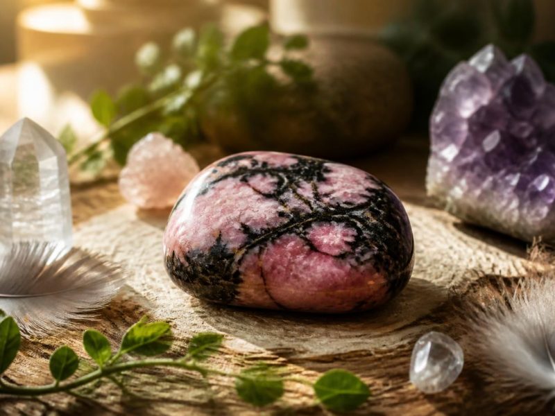 découvrez les vertus spirituelles de la rhodonite dans ce guide pour débutants en lithothérapie et apprenez à utiliser cette pierre pour harmoniser vos émotions.